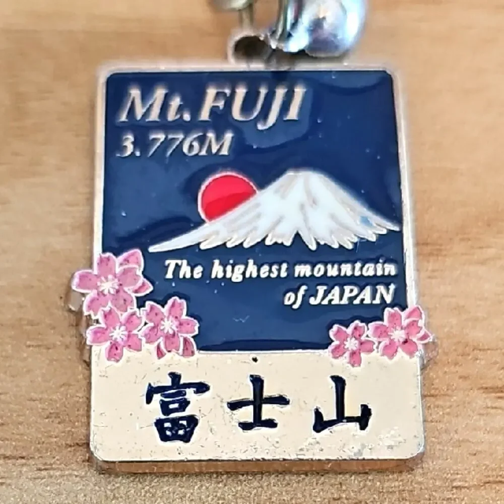 Collectible Mt. Fuji Keychain with Cherry Blossoms Jingle Bell Purse Jewelry
